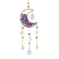 K9 crystal moon car pendant with metal chain in blue, green, pink, purple or white