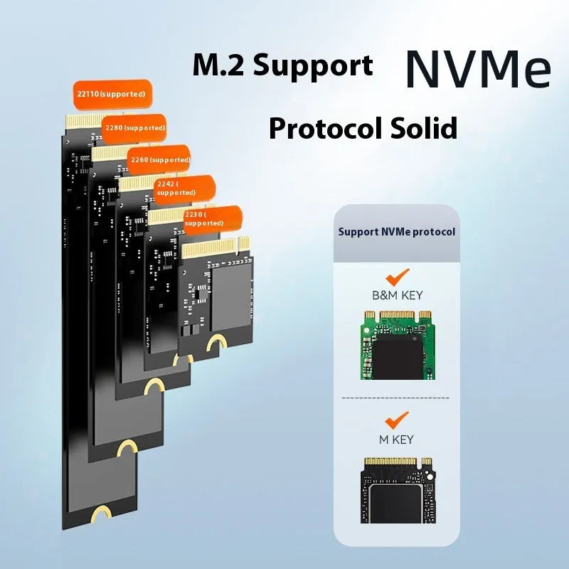 Black external hard disk enclosure for solid state drives with USB Type-C port