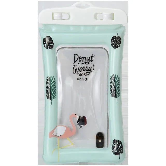 Colourful waterproof hanging neck bag for 6 inch phones with cartoon pattern