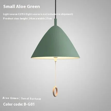 Nordic 220V pendant light for duplex and restaurant, shown in 40cm, 33cm and 27cm sizes with six colour options