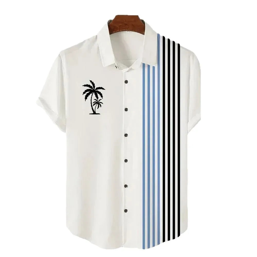 Men's Hawaiian summer shirt with 3D print in chemical fibre blend fabric showing colour options