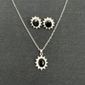 Women's sunflower zircon ear stud and necklace set in electroplated alloy