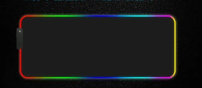 RGB luminous mouse pad with switch control, multiple sizes, 3mm or 4mm thickness, and 2m data cable included.