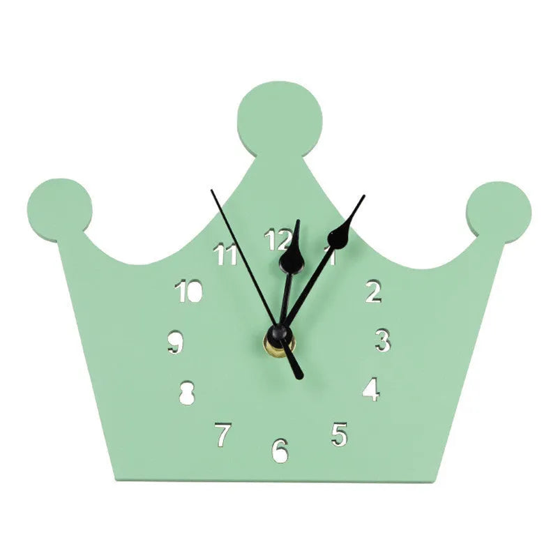 Wooden cartoon character wall clock with battery movement in colourful design