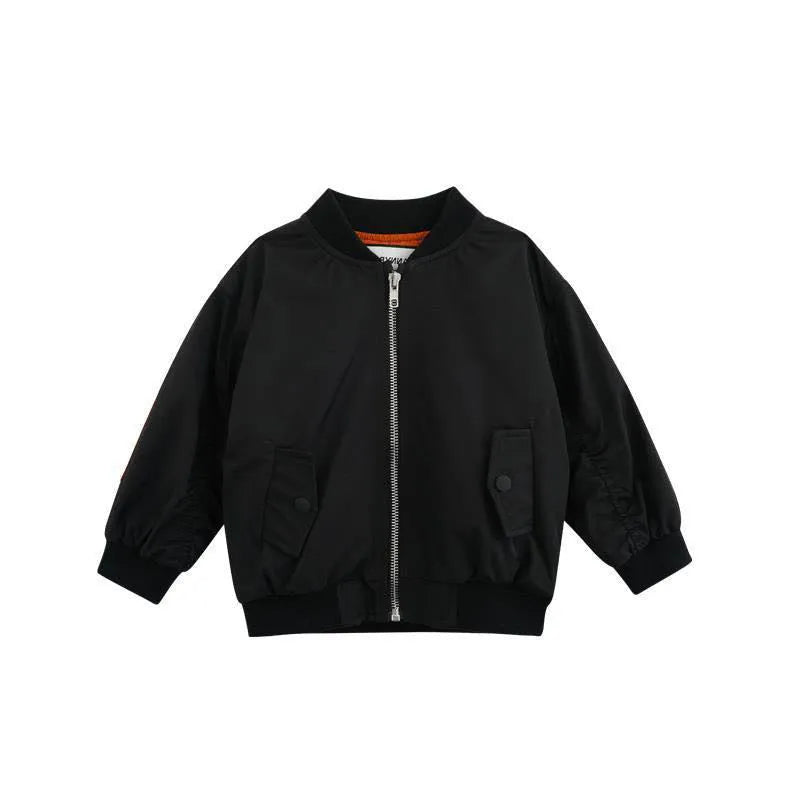 Boys children's PU jacket in black, short length cotton construction, leather-look casual outwear