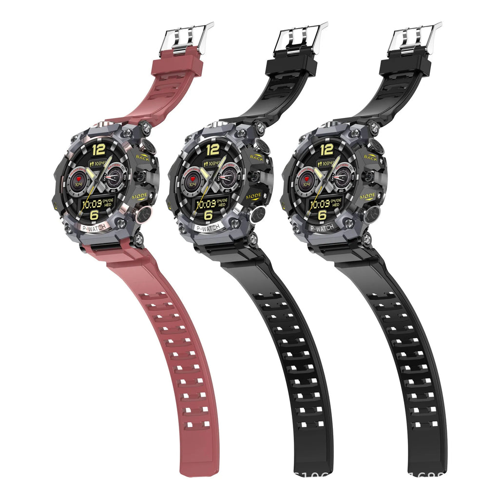 Waterproof smart watch with HD dual camera and IPS touch screen, shown in Black or Red with 2GB 16GB or 4GB 64GB options