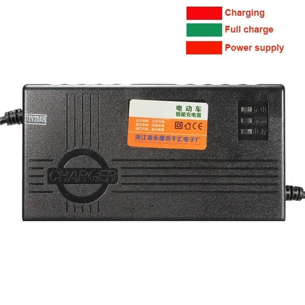 72V20AH electric car charger with DC72V output and 2.5A charging current in Black
