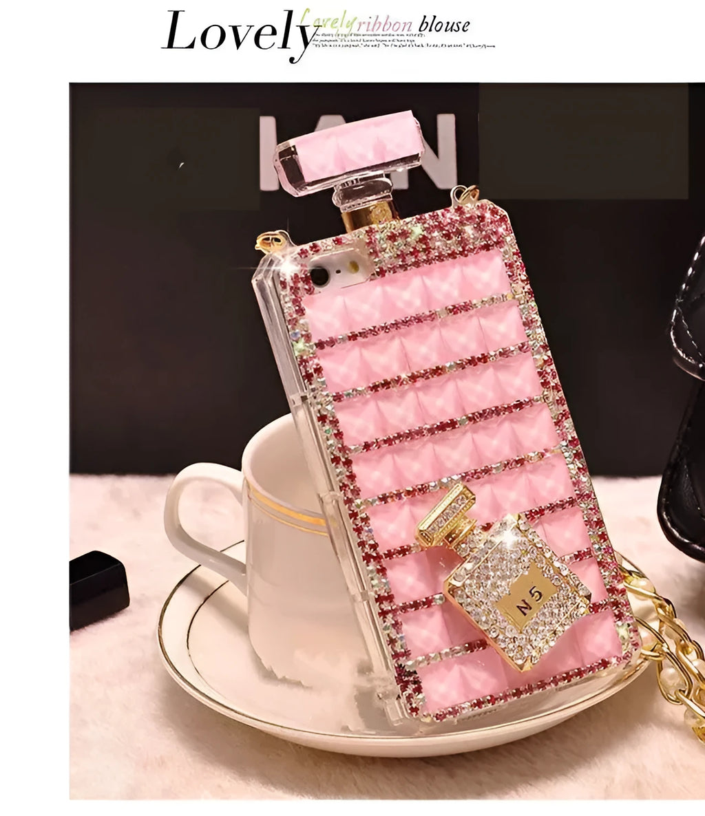 Handcrafted TPU rhinestone bling phone case in black white decorative protective cover for iPhone Samsung