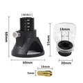Black drill dust cover set with transparent protective cover and three copper chucks.