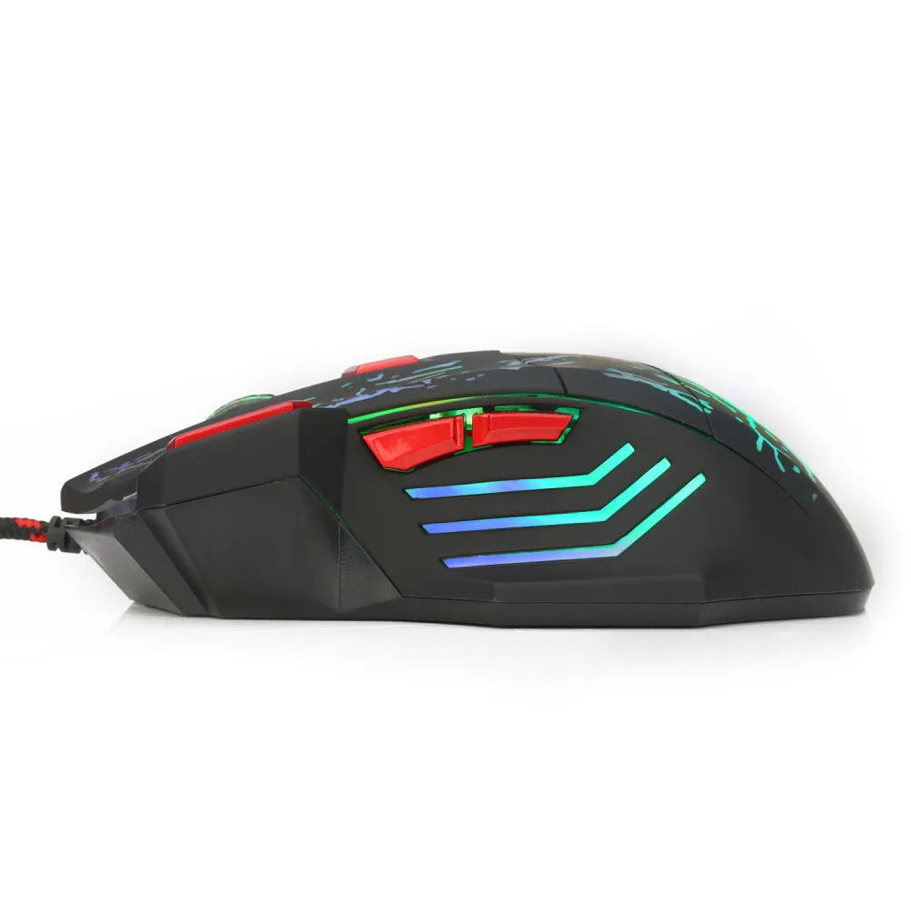 H300BK colour gaming mouse with RGB lighting and ergonomic shape on desktop