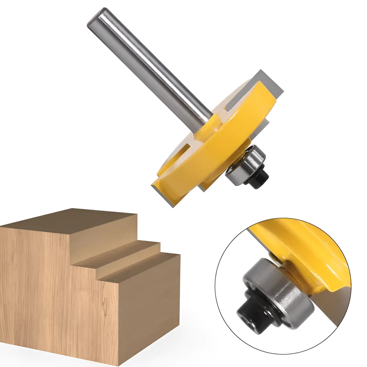 Carbide woodworking router cutter with 8mm shank for door and window step profiling