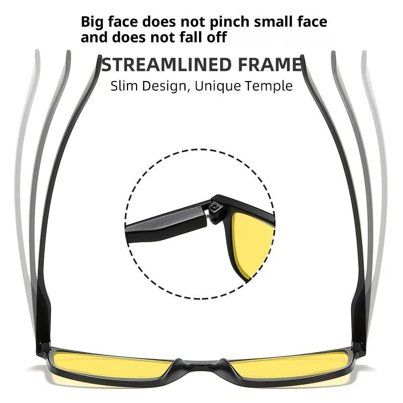 HD night vision anti-blue light glasses with PC frame in black for driving