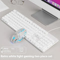 Wired mechanical feel keyboard with silent buttons showing LED lighting options and ABS construction