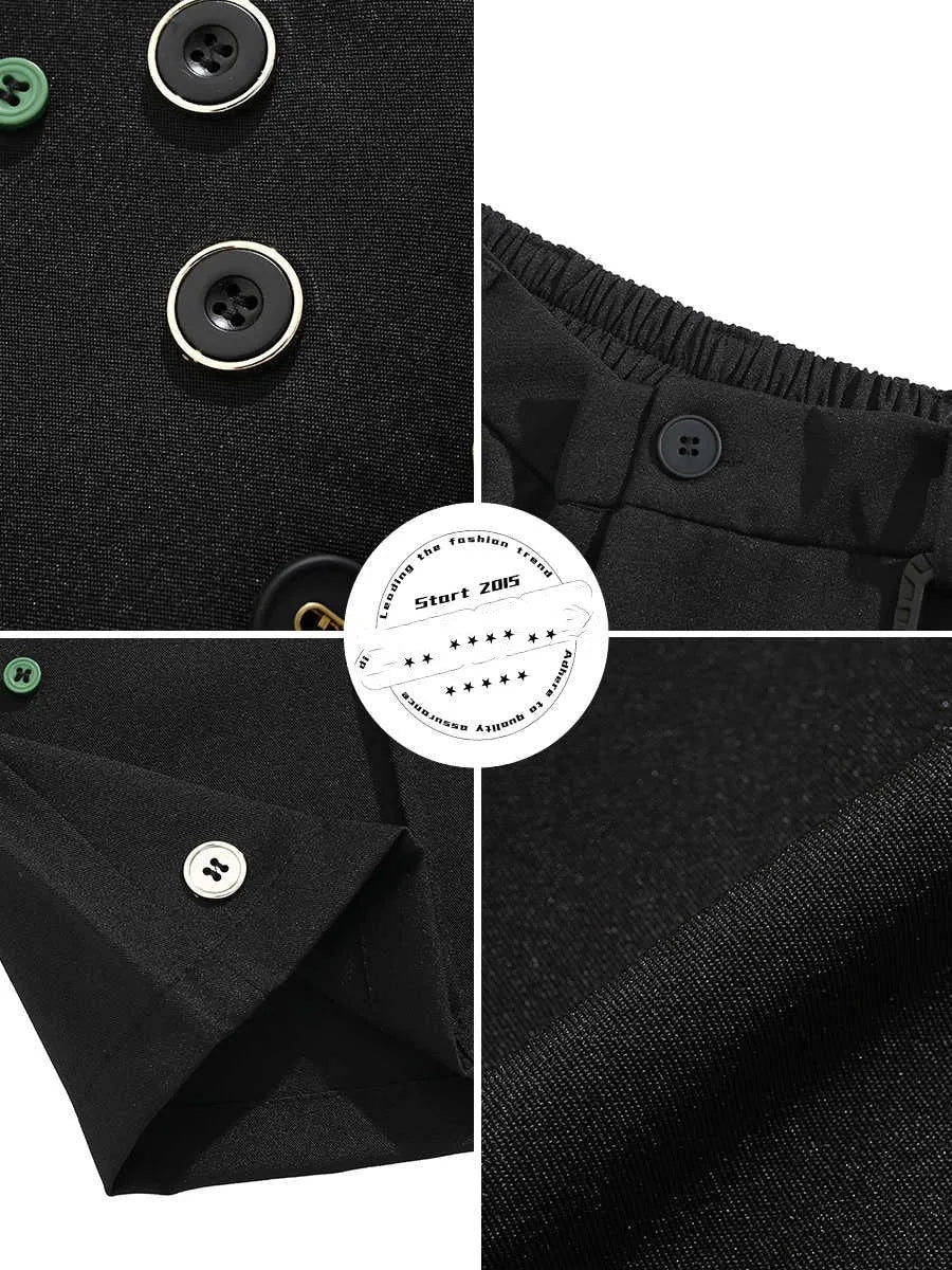 Black loose-fit men's shorts with a semi-elastic waist, zipper fly, and a colour button.