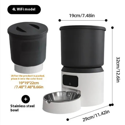 4L smart pet feeder with WiFi remote control and rotatable camera for cats and dogs