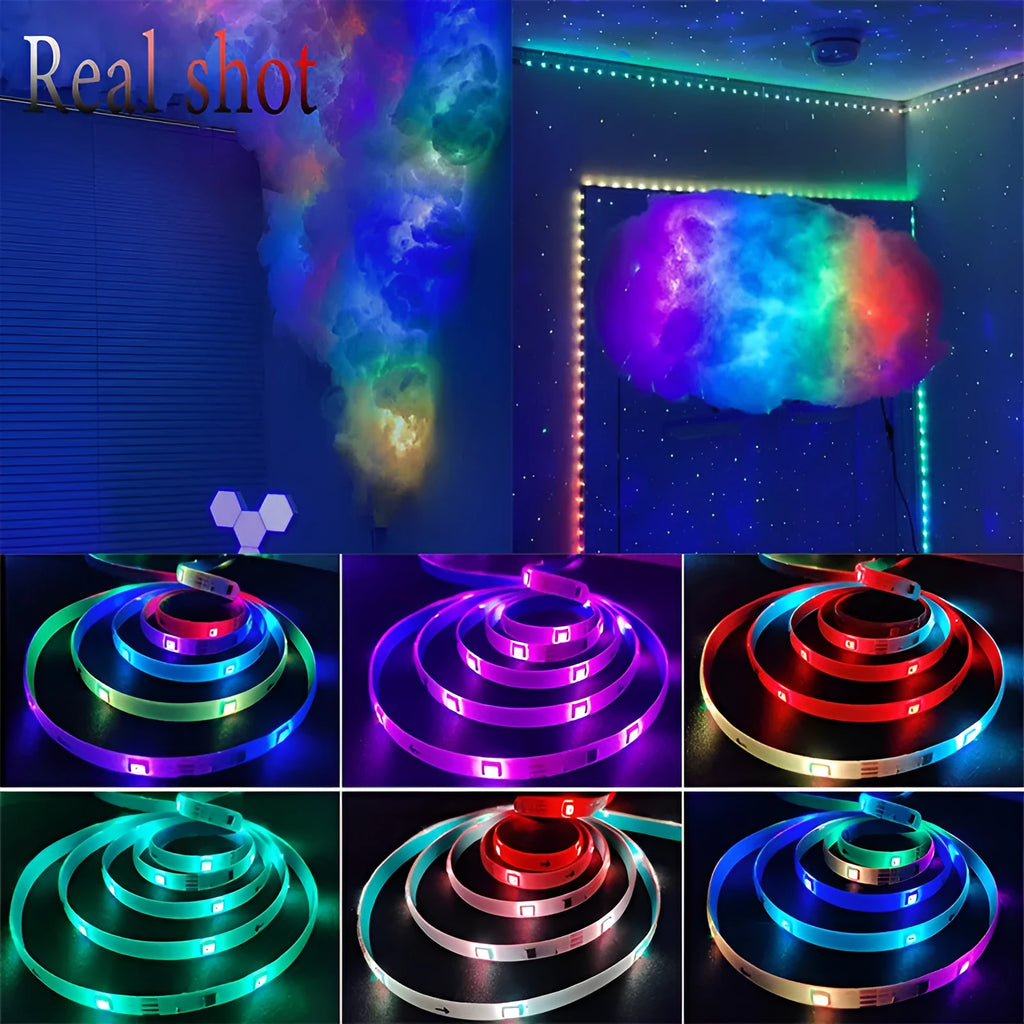 Magic colour 30m LED light strip with 5050 WS2812b beads, Bluetooth 28-key remote, for TV background and venue lighting