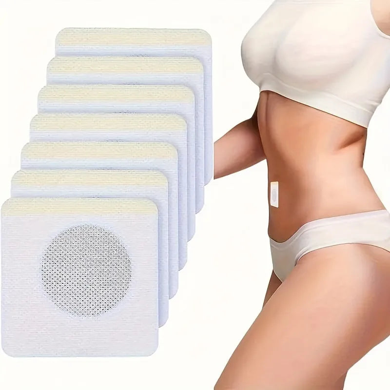 Navel belly button slimming patch in traditional Chinese medicine style with paper and gauze construction for night use
