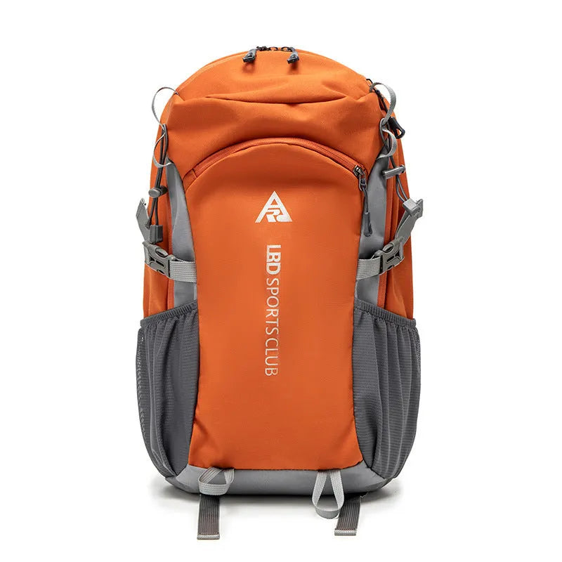 Waterproof Oxford cloth hiking backpack with air pillow belt, letter pattern and unisex design for outdoor sports