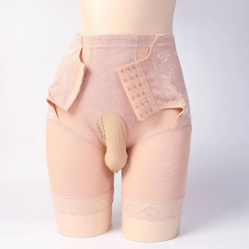 Men's nylon summer shorts with breathable mesh lining in skin colour and black.