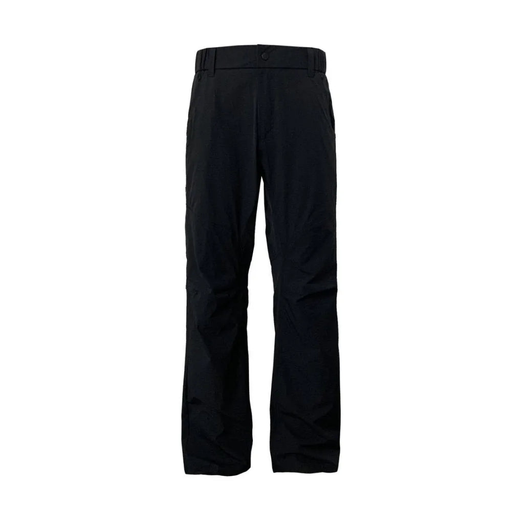 3D cut straight leg casual trousers with elastic waistband in dark grey colour