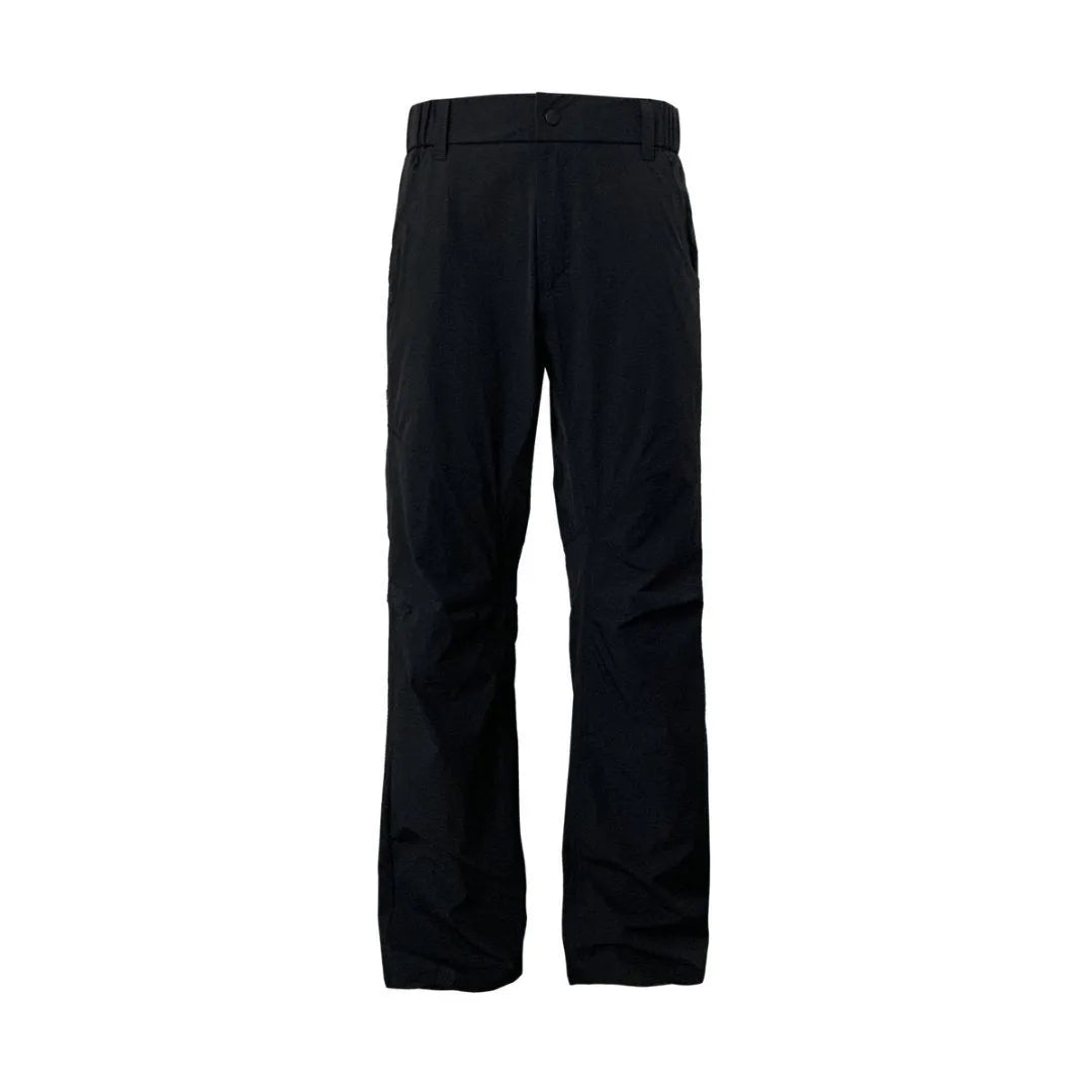 3D cut straight leg casual trousers with elastic waistband in dark grey colour