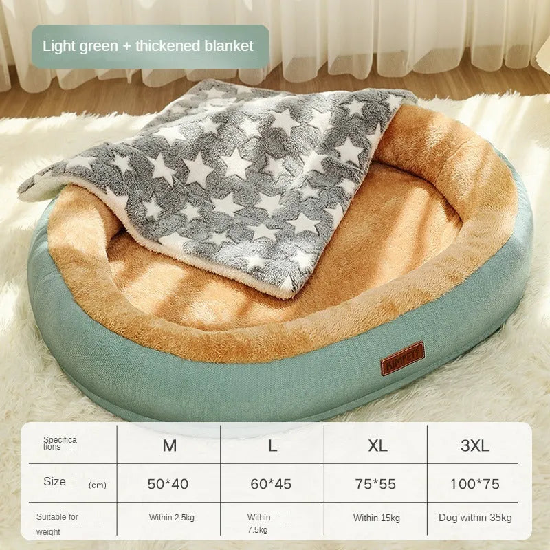 Removable washable cotton dog and cat bed in light grey with removable cover and soft padding