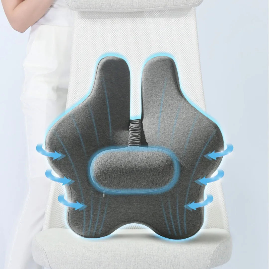 Memory foam car cushion with adjustable waist support in four colour options