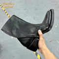 British Wizard retro spiral zipper Martin boots in black with pointed toe and mid-calf shaft