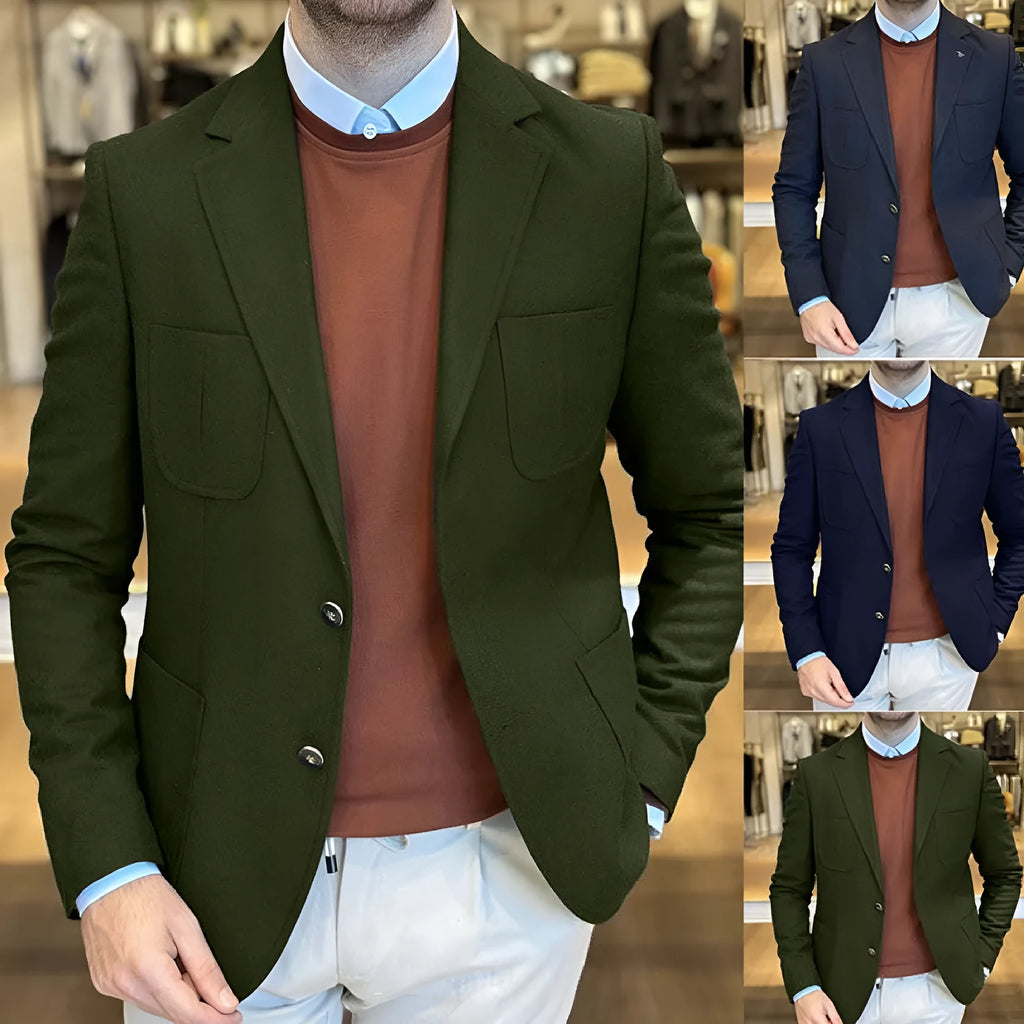 Men's cotton casual suit in retro style with loose fit design