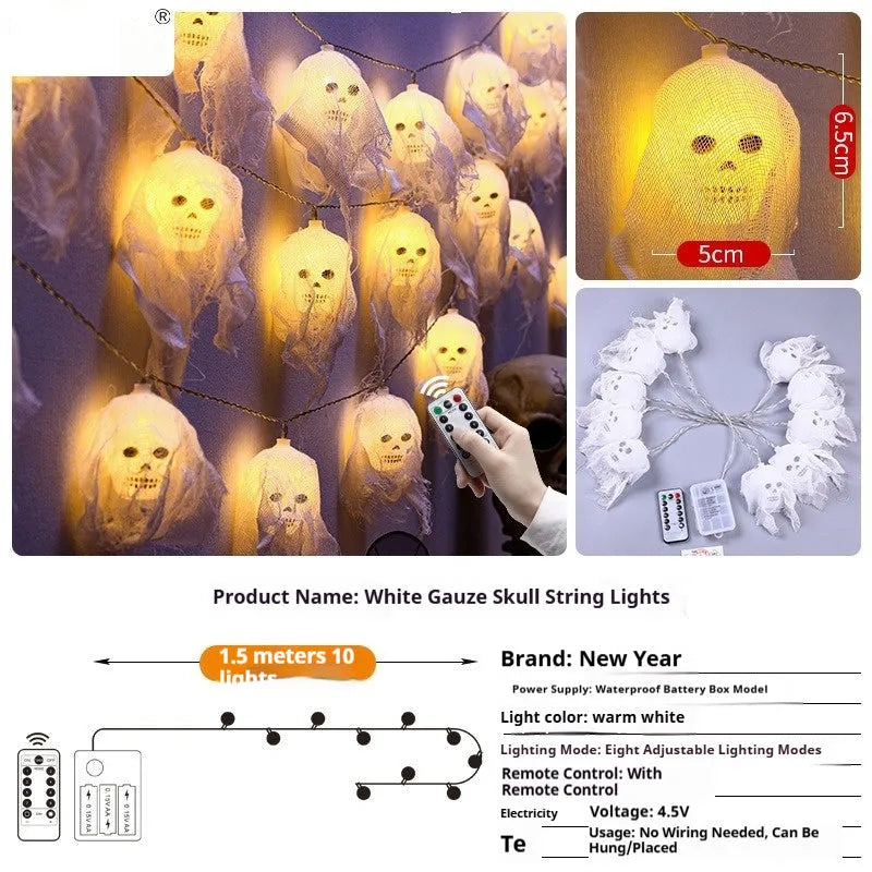 Halloween coloured lights strand for indoor wall decoration with battery box power supply