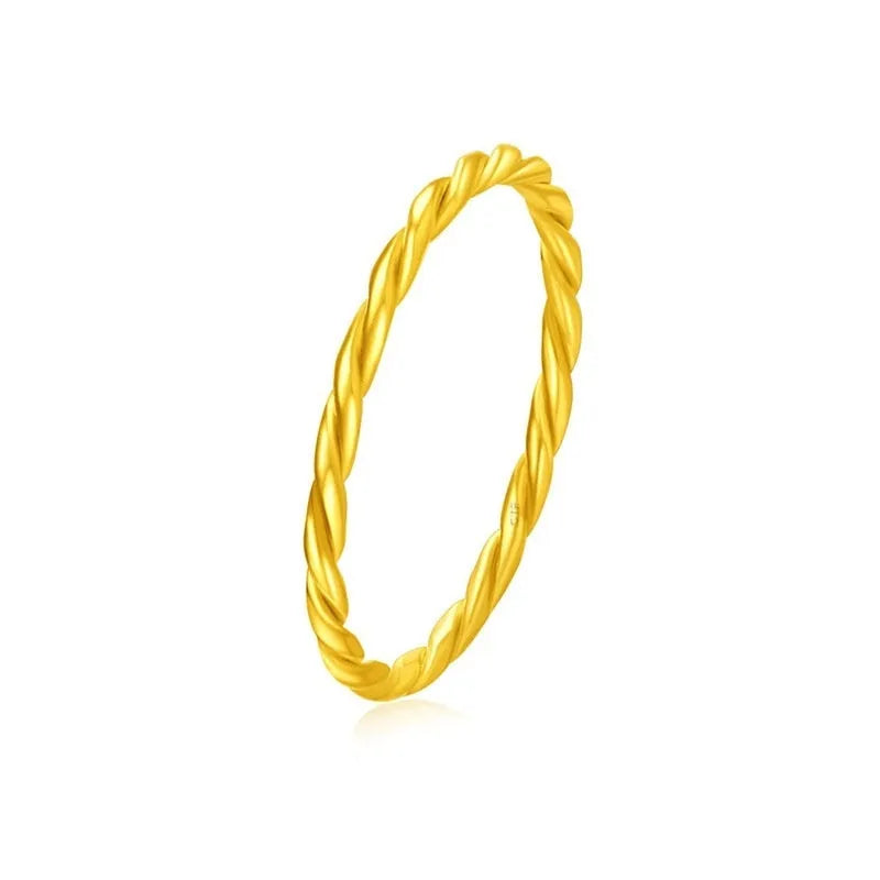 Brass gold plated women's ring in twist, glossy, or matte bracelet styles