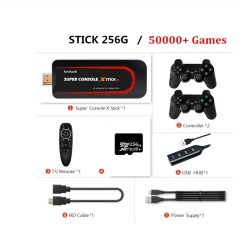 64-bit retro video game console with HDMI port and multiple memory storage options