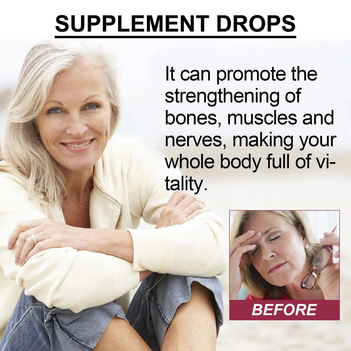 Body Care Drops 30ml liquid supplement bottle for vitality and daily body care