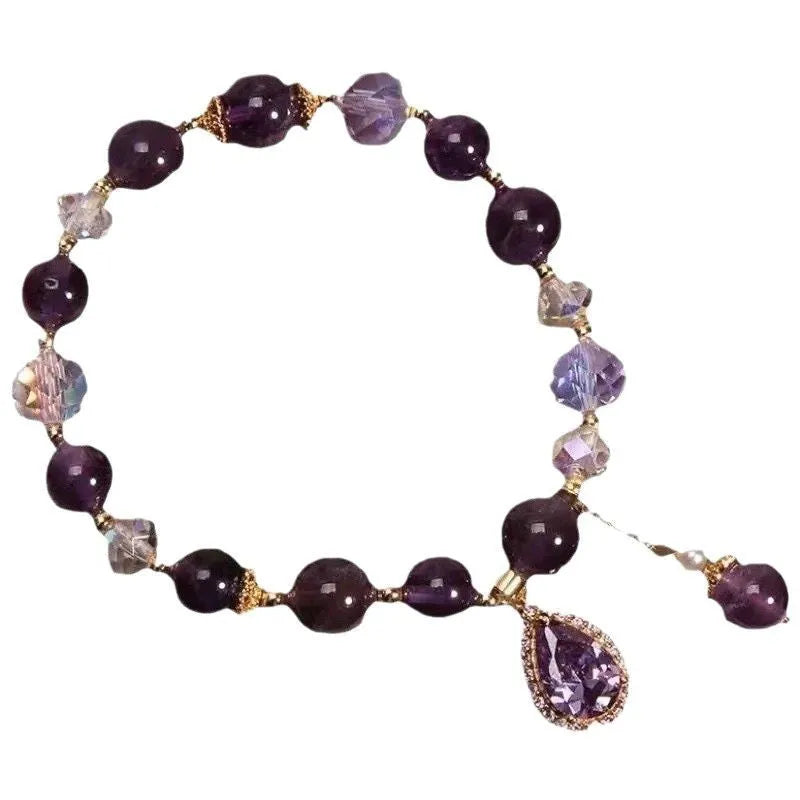 Purple amethyst crystal bracelet for women with micro-inlay processing detail