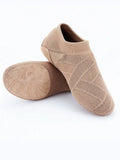 Solid colour Latin dance shoes with cotton mesh upper and leather sole in camel colour options