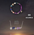 Natural stone zodiac necklace and bracelet set with twelve sign options, supplied as one bracelet and one necklace