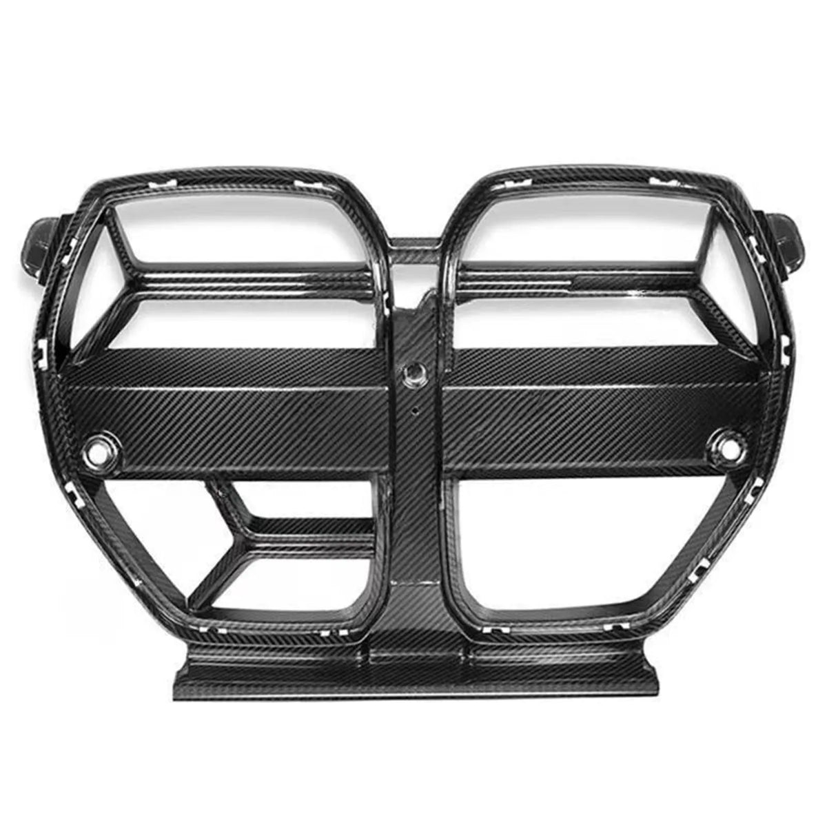 Black dry carbon fibre front bumper grille for BMW M3 M4 G80 G82 models with 3K weave pattern