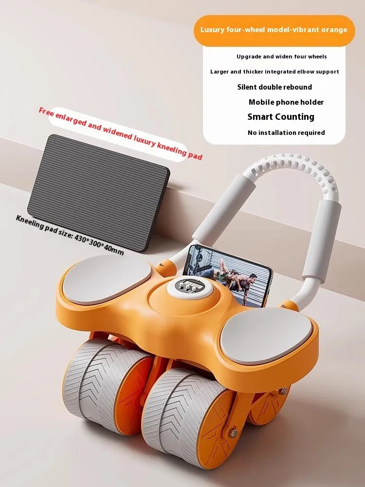 Abdominal wheel with automatic rebound mechanism in multiple style and colour options