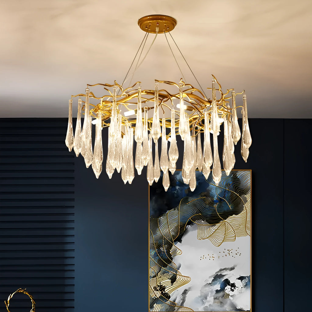 Modern light luxury living room chandelier with upgraded thickened aluminium in round shape
