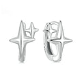 Minimalist star design clip-on earrings in sterling silver with oxidation treatment finish