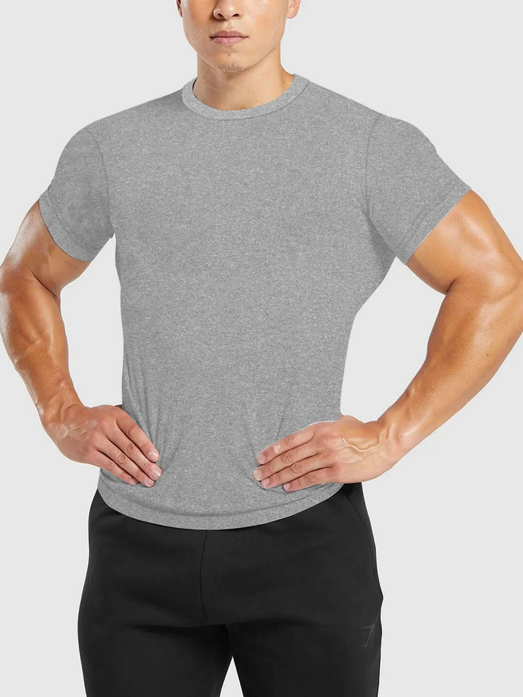 Men's quick-dry polka dot short-sleeved T-shirt in slim fit polyester, round neck, available in blue, white, black, gray, and navy.