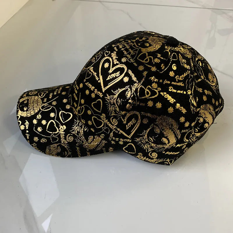 Korean floral baseball cap for men and women, adjustable 55-58cm, polyester, black blue green golden yellow beige
