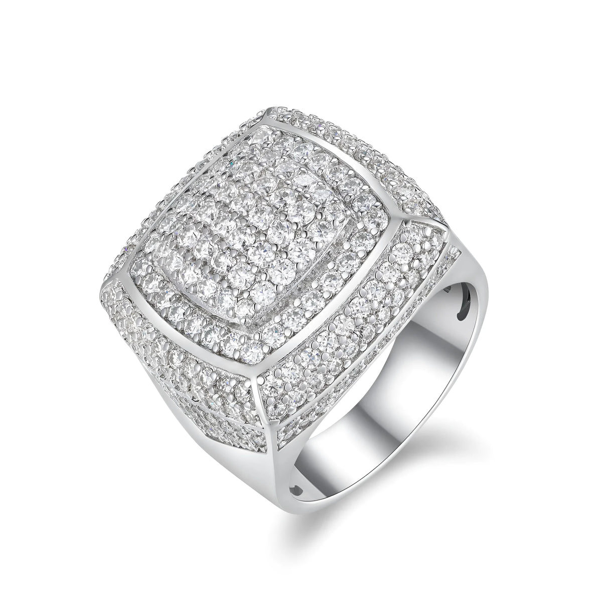 Imperial moissanite S925 silver platinum-plated men's ring, size 5-9, 17g, with GRA certificate and gift box.