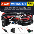 Black off road LED spotlight cable set with 2 metre wire harness and integrated light bar switch