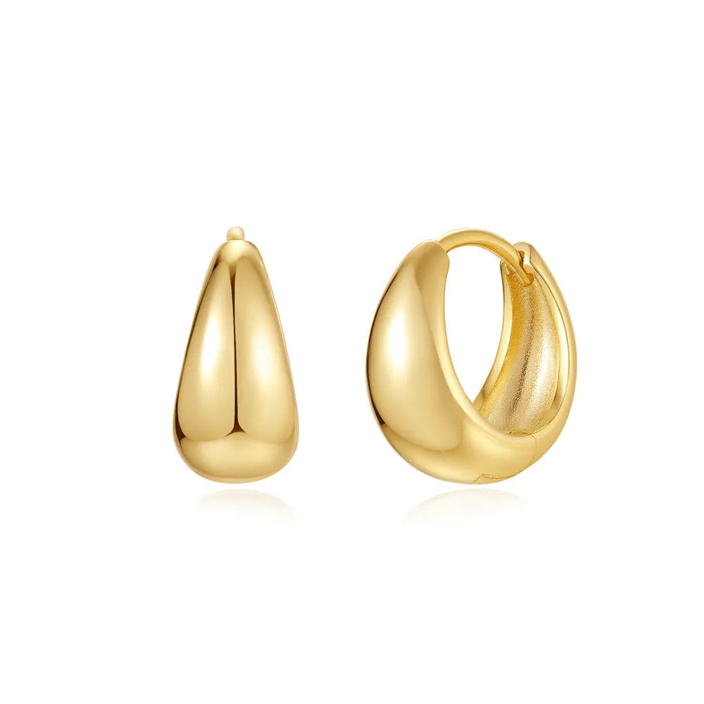 Brass diamond earclip earrings with electroplated gold finish and geometric round design