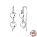 S925 sterling silver heart-shaped tassel ear hook earrings for women in silver colour SCE1927, one pair
