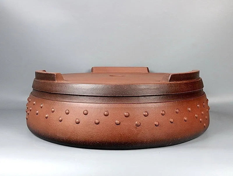 Handmade antique drum ding ceramic flowerpot in purple sand, 60X19CM, classical breathable planter