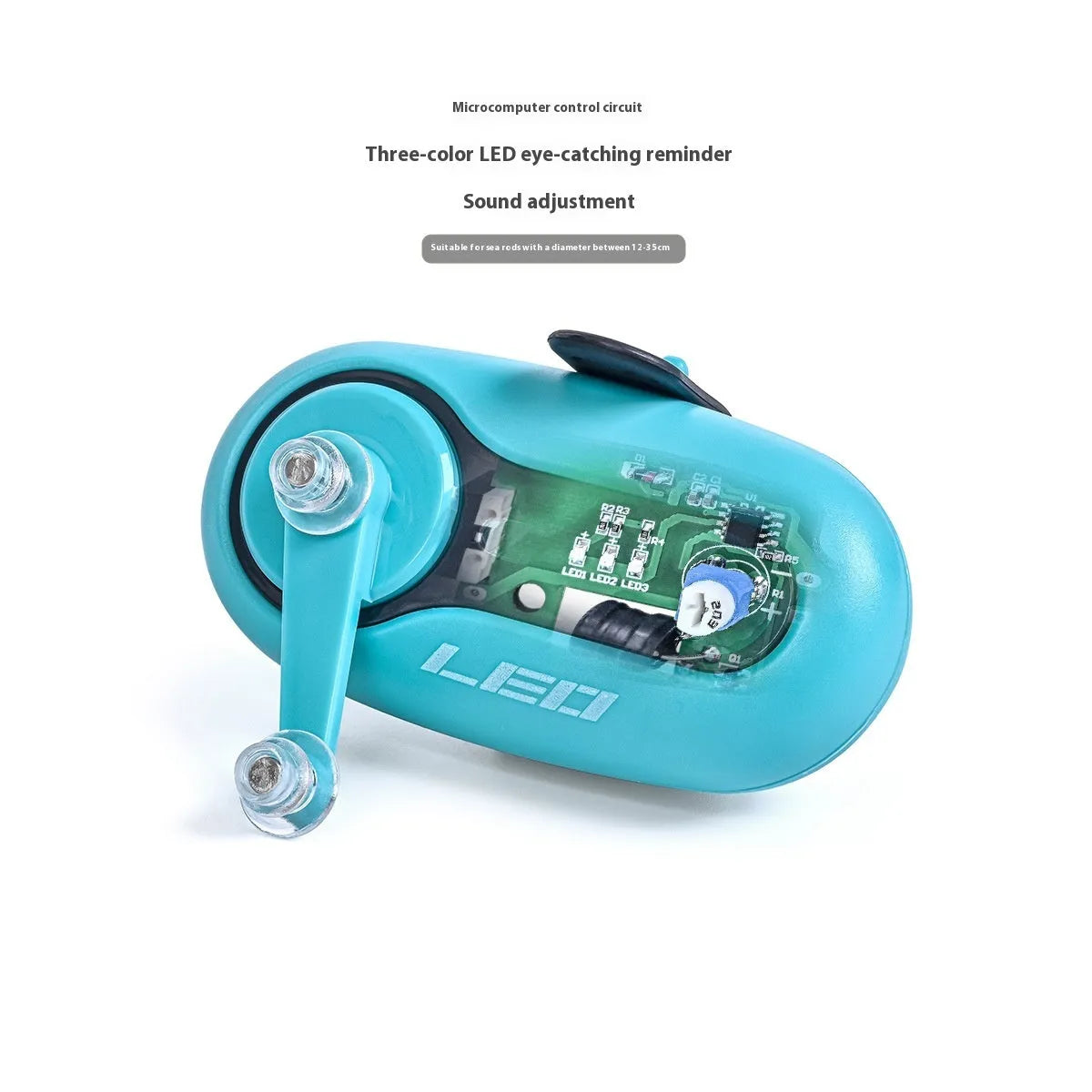 Automatic night fishing rod alarm with signal lamp, blue or black wheel or rocker style