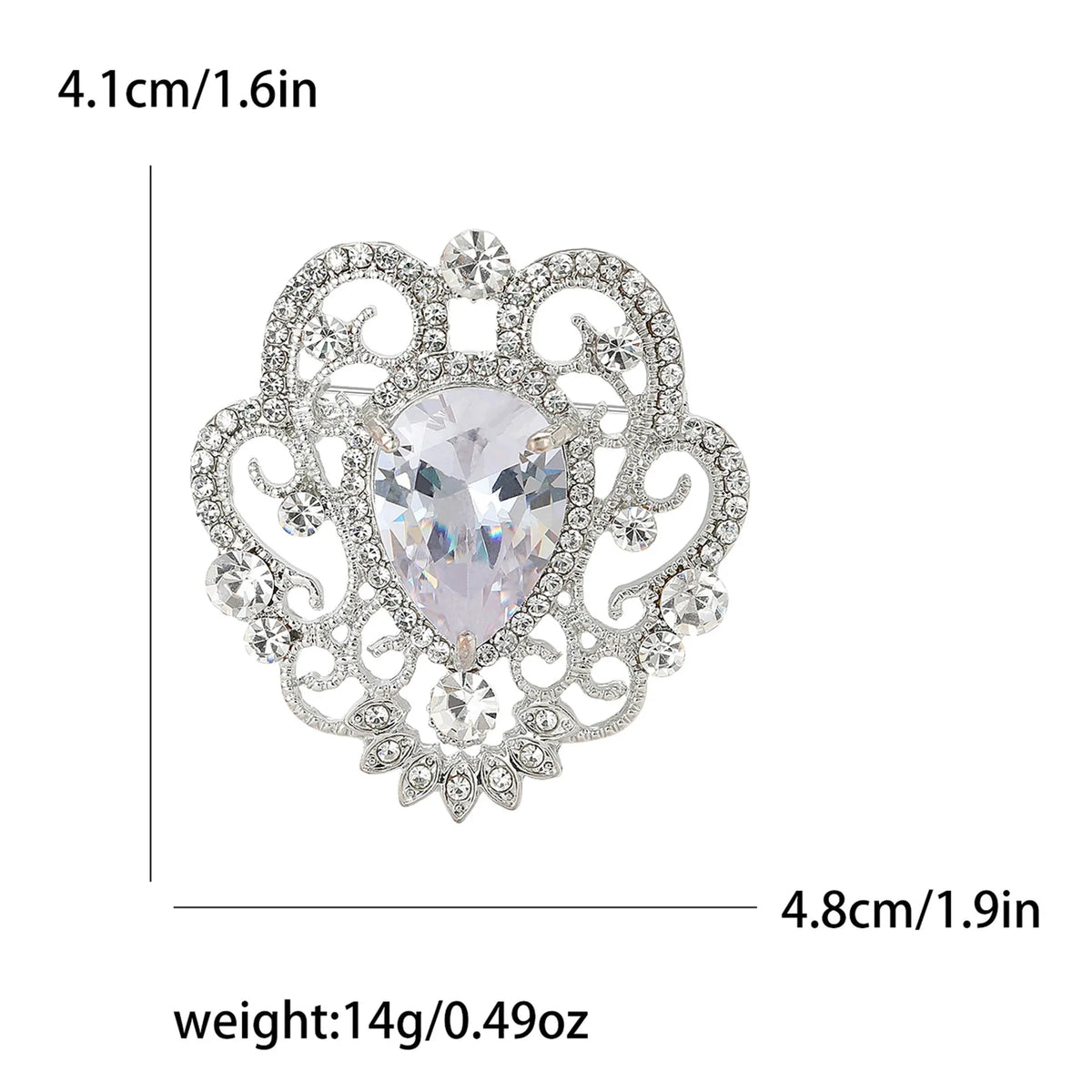 Small trumpet brooch with inlaid rhinestones in alloy, retro Baroque court style, available in blue, purple, red and white