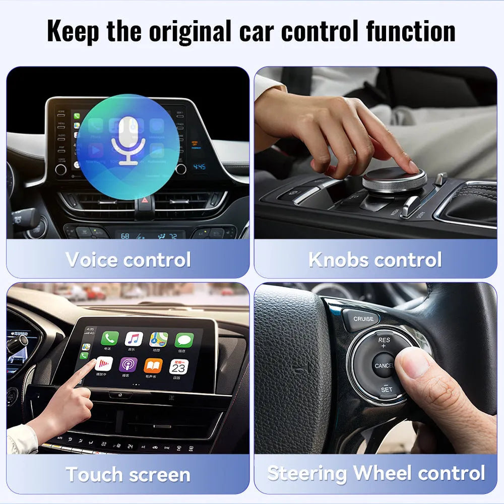 Mini black CarPlay USB interface for wireless vehicle connectivity